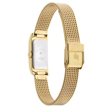 Montre Lip Churchill T13 quartz cadran blanc bracelet maille milanaise dorée