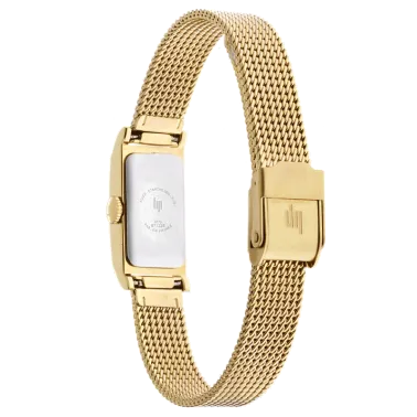 Montre Lip Churchill T13 quartz cadran blanc bracelet maille milanaise dorée