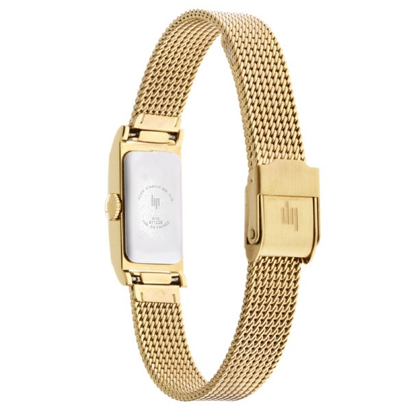 Montre Lip Churchill T13 quartz cadran blanc bracelet maille milanaise dorée