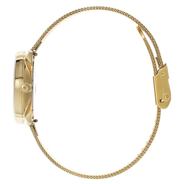 Montre Lip Dauphine quartz cadran argent bracelet maille milanaise dorée 29 mm