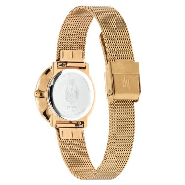 Montre Lip Dauphine quartz cadran argent bracelet maille milanaise dorée 29 mm