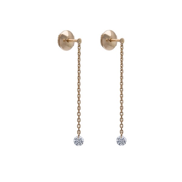 Pendants d’oreilles La Brune et La Blonde 360° en or rose 2 diamants taille brillant 2 x 0,10 carat - Soldat