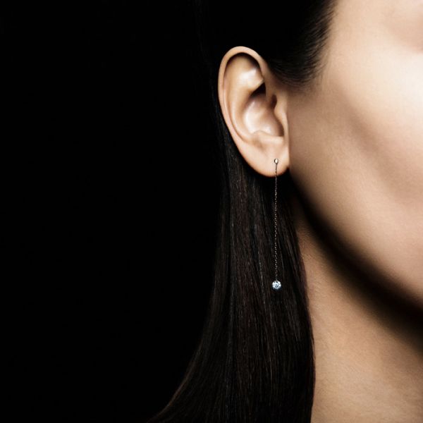 Pendants d’oreilles La Brune et La Blonde 360° en or rose 2 diamants taille brillant 2 x 0,10 carat - Porte