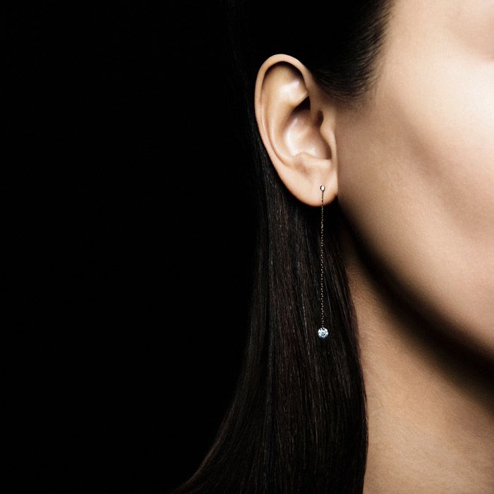 Pendants d’oreilles La Brune et La Blonde 360° en or rose 2 diamants taille brillant 2 x 0,10 carat - Porte