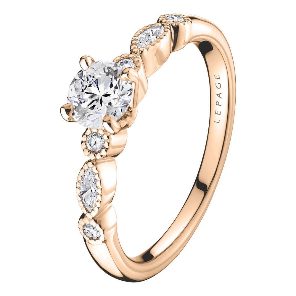 Solitaire Lepage Léon en or rose diamants