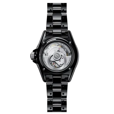 Montre Chanel J12 cadran noir chiffres arabes bracelet céramique noire 38 mm