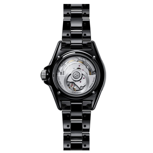 Montre Chanel J12 cadran noir chiffres arabes bracelet céramique noire 38 mm
