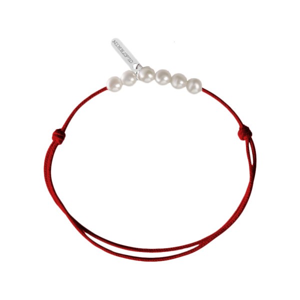 Bracelet Claverin Mini 6 Little Treasures cordon rouge passion perles blanches - SOLDAT PL
