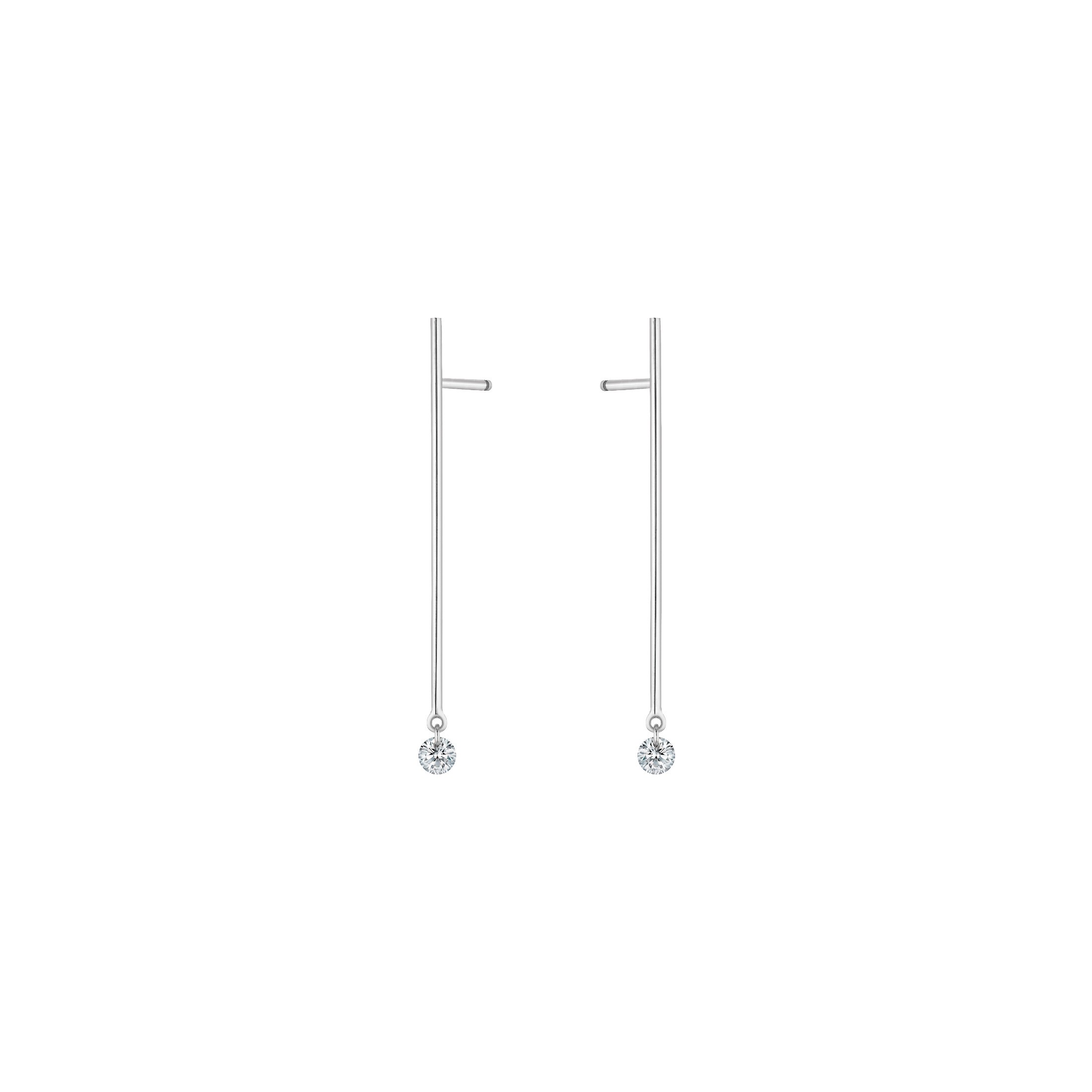 Boucles d'oreilles La Brune et La Blonde Majorette or blanc 2 diamants taille brillant 0,20 carat