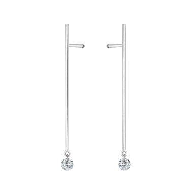 Boucles d'oreilles La Brune et La Blonde Majorette or blanc 2 diamants taille brillant 0,20 carat - Soldat