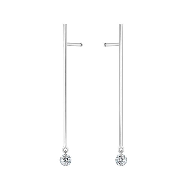Boucles d'oreilles La Brune et La Blonde Majorette or blanc 2 diamants taille brillant 0,20 carat