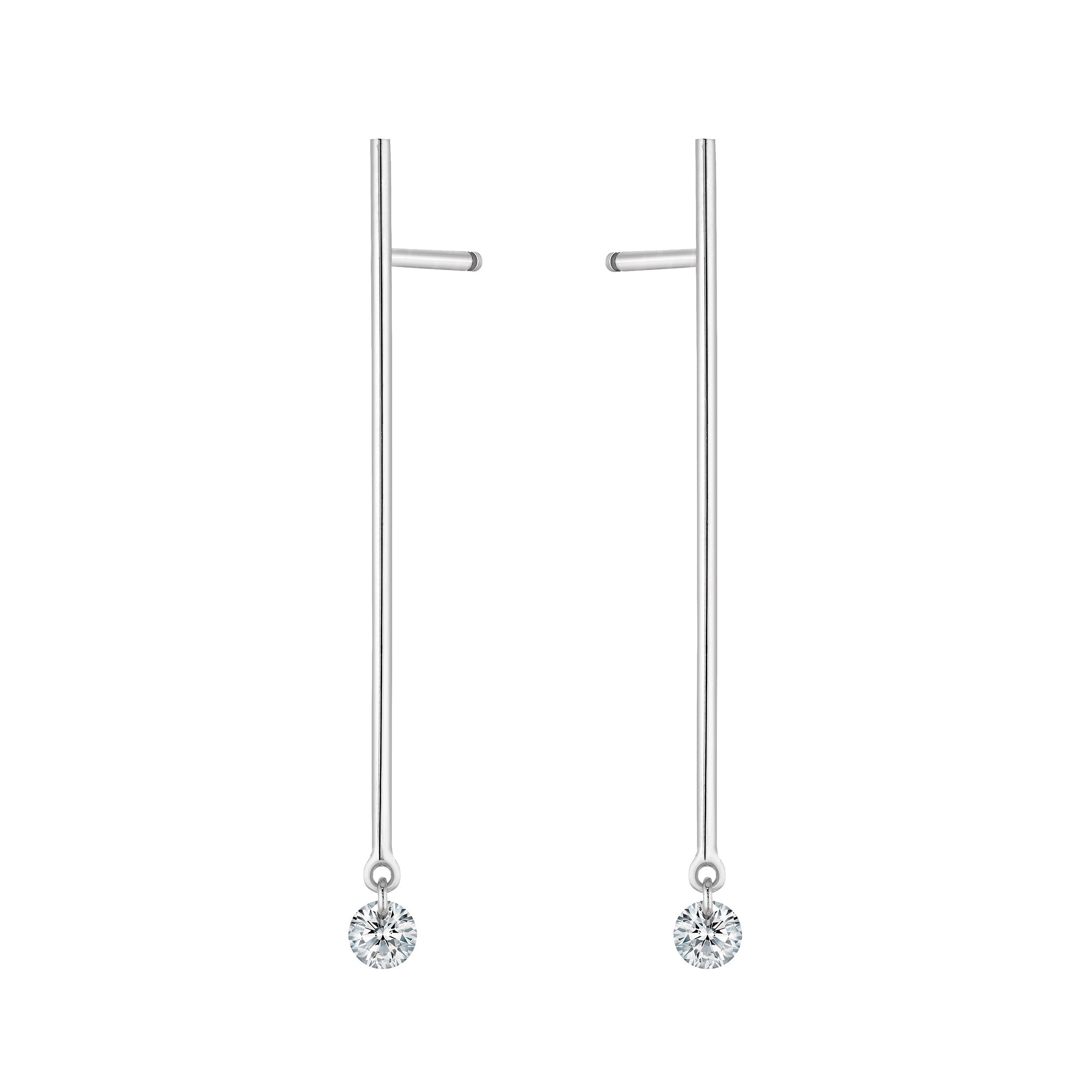 Boucles d'oreilles La Brune et La Blonde Majorette or blanc 2 diamants taille brillant 0,20 carat