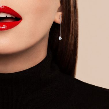 Boucles d'oreilles La Brune et La Blonde Majorette or blanc 2 diamants taille brillant 0,20 carat