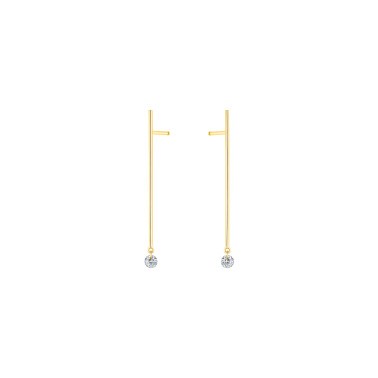 Boucles d'oreilles La Brune et La Blonde Majorette or jaune 2 diamants taille brillant 0,20 carat - Soldat_PL