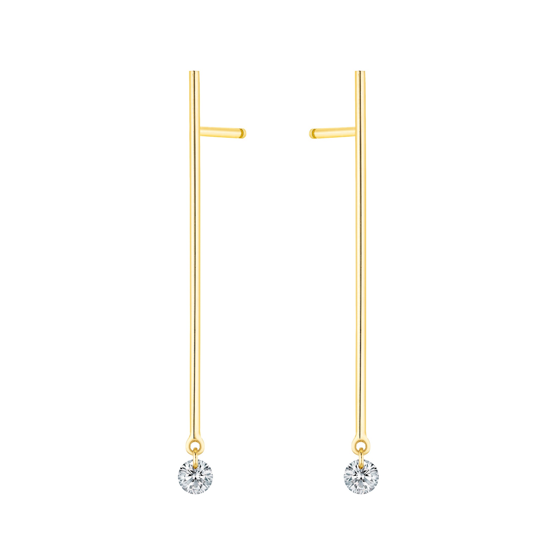 Boucles d'oreilles La Brune et La Blonde Majorette or jaune 2 diamants taille brillant 0,20 carat