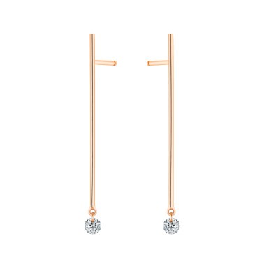 Boucles d'oreilles La Brune et La Blonde Majorette or rose 2 diamants taille brillant 0,20 carat - Soldat