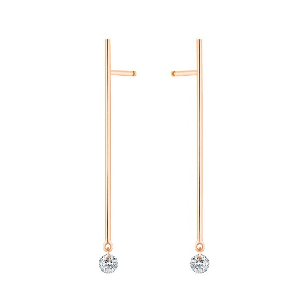 Boucles d'oreilles La Brune et La Blonde Majorette or rose 2 diamants taille brillant 0,20 carat - Soldat