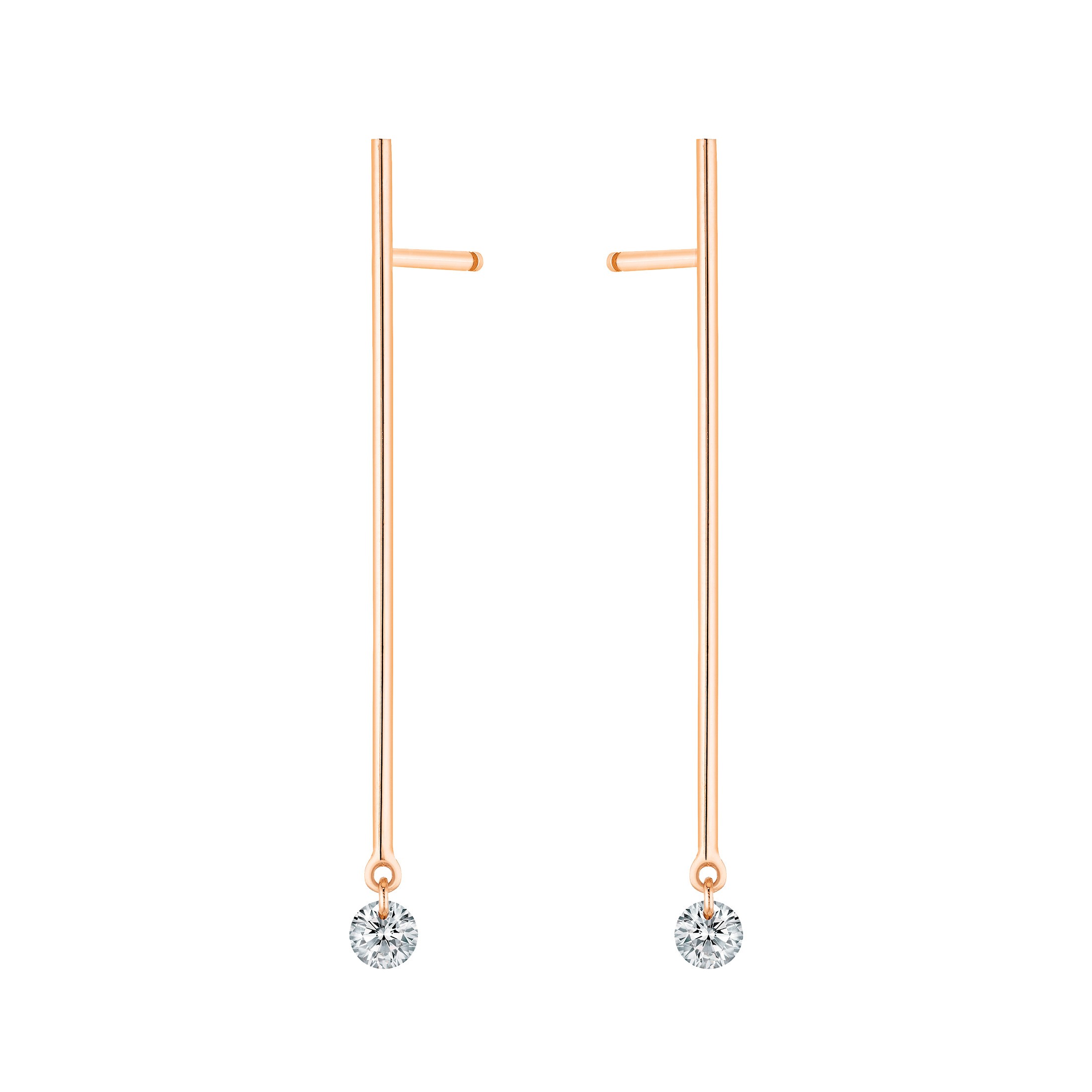 Boucles d'oreilles La Brune et La Blonde Majorette or rose 2 diamants taille brillant 0,20 carat - Soldat
