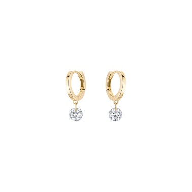 Mini créoles La Brune et La Blonde 360° en or jaune 2 diamants taille brillant 2 x 0,30 carat