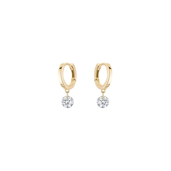 Mini créoles La Brune et La Blonde 360° en or jaune 2 diamants taille brillant 2 x 0,30 carat