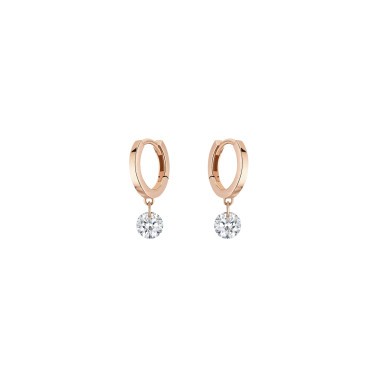 Mini créoles La Brune et La Blonde 360° en or rose 2 diamants taille brillant 2 x 0,30 carat