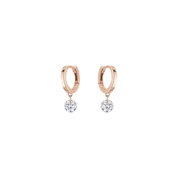 Mini créoles La Brune et La Blonde 360° en or rose 2 diamants taille brillant 2 x 0,30 carat - Soldat_PL