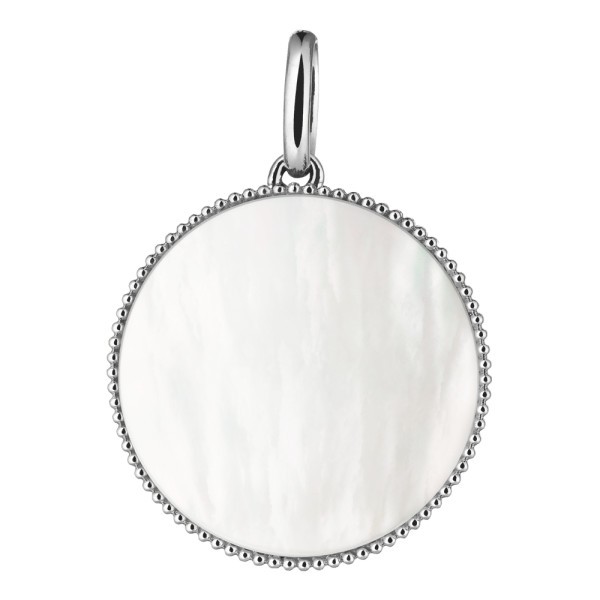Médaille Lepage Colette Lune Perlée en or blanc et nacre blanche
