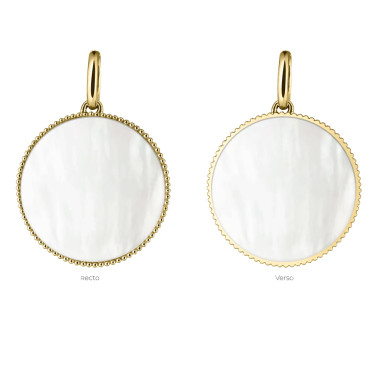 Médaille Lepage Colette Lune Perlée en or jaune et nacre blanche