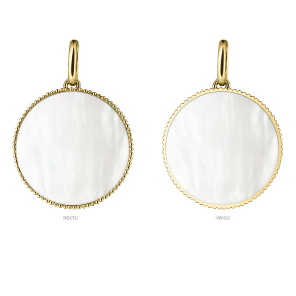 Médaille Lepage Colette Lune Perlée en or jaune et nacre blanche