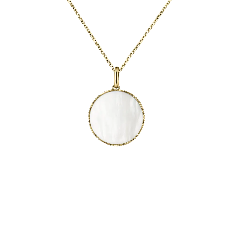 Médaille Lepage Colette Lune Perlée en or jaune et nacre blanche