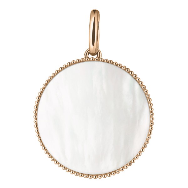Médaille Lepage Colette Lune Perlée en or rose et nacre blanche