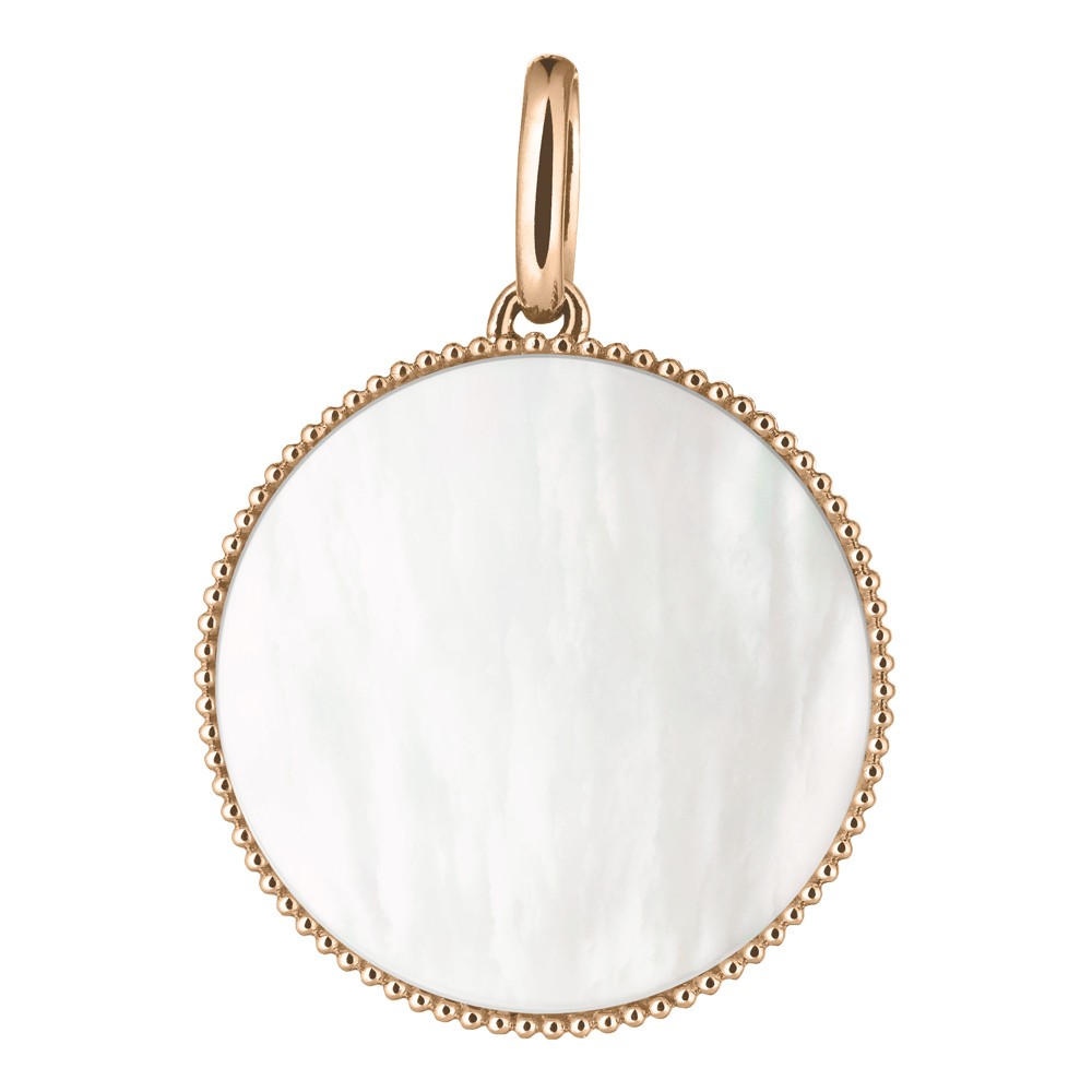 Médaille Lepage Colette Lune Perlée en or rose et nacre blanche
