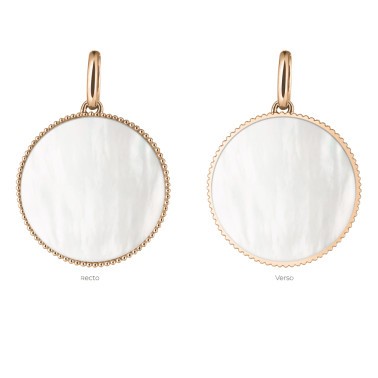 Médaille Lepage Colette Lune Perlée en or rose et nacre blanche