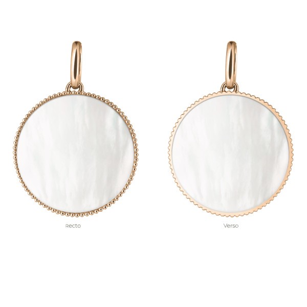 Médaille Lepage Colette Lune Perlée en or rose et nacre blanche