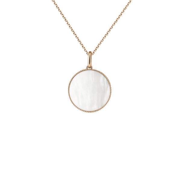 Médaille Lepage Colette Lune Perlée en or rose et nacre blanche