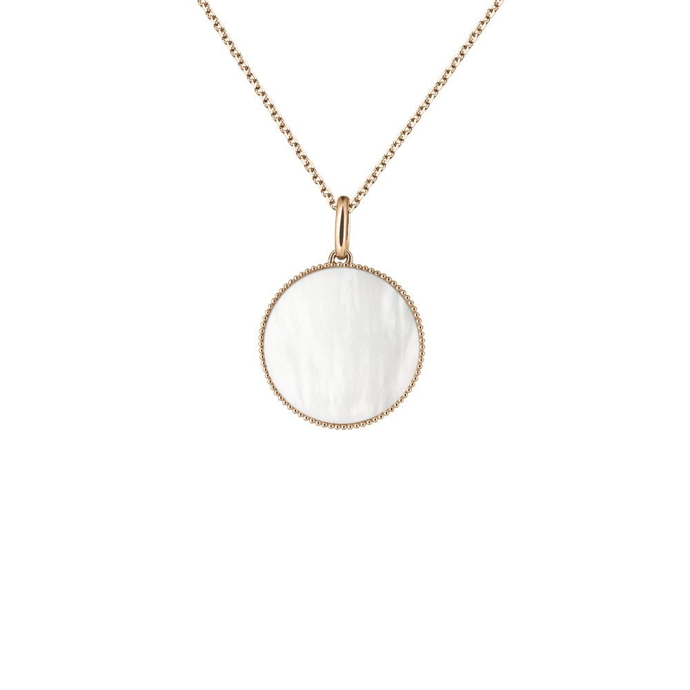 Médaille Lepage Colette Lune Perlée en or rose et nacre blanche
