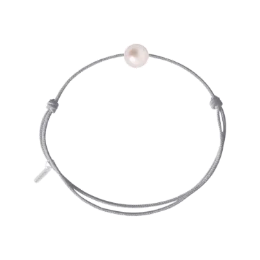 Bracelet Claverin Simply Pearly cordon gris perlé et perle blanche - SOLDAT