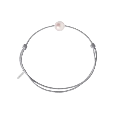 Bracelet Claverin Simply Pearly cordon gris perlé et perle blanche - SOLDAT PL