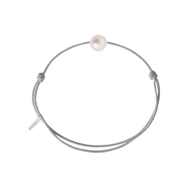 Bracelet Claverin Simply Pearly cordon gris perlé et perle blanche - SOLDAT PL