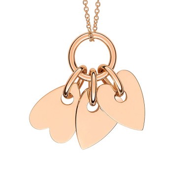 Collier Ginette NY Angele 3 Mini Hearts on chain en or rose