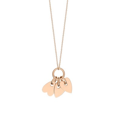 Collier Ginette NY Angele 3 Mini Hearts on chain en or rose