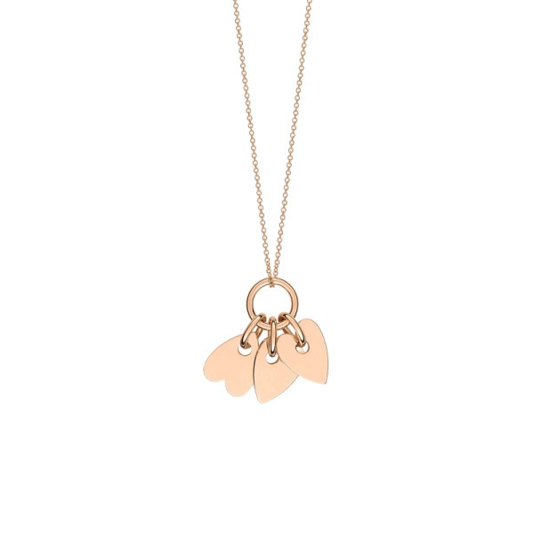 Collier Ginette NY Angele 3 Mini Hearts on chain en or rose