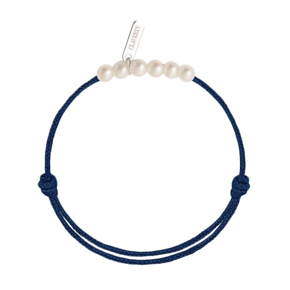 Bracelet Claverin Baby Girls Cords Little Treasures cordon bleu marine et perles blanches