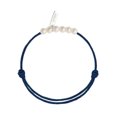 Bracelet Claverin Baby Girls Cords Little Treasures cordon bleu marine et perles blanches - SOLDAT PL