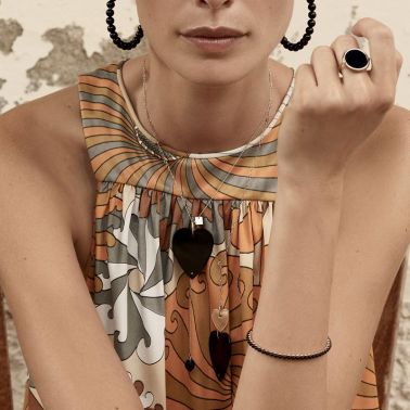 Collier Ginette NY Angele Jumbo Heart on chain en or rose et onyx