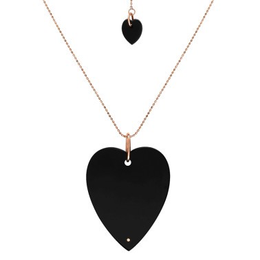Collier Ginette NY Angele Jumbo Heart on chain en or rose et onyx