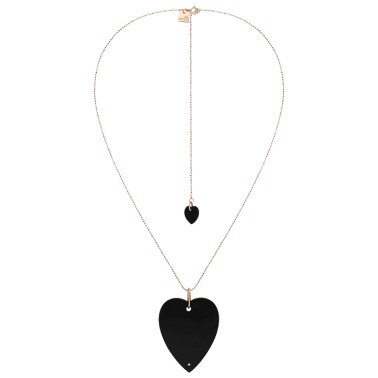 Collier Ginette NY Angele Jumbo Heart on chain en or rose et onyx