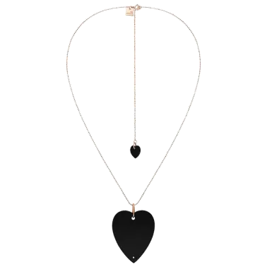 Collier Ginette NY Angele Jumbo Heart on chain en or rose et onyx
