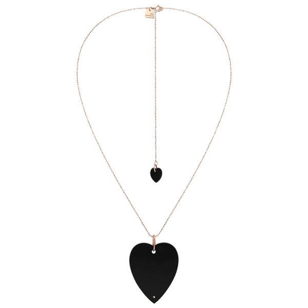 Collier Ginette NY Angele Jumbo Heart on chain en or rose et onyx