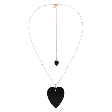 Collier Ginette NY Angele Jumbo Heart on chain en or rose et onyx